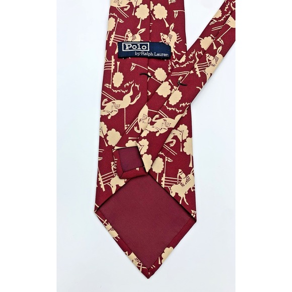 Polo by Ralph Lauren Men's Tie Equestrian Steeplechase Horse Print Silk - Picture 4 of 6